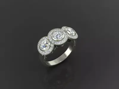 Elegant Women Ring with Leaf Motif and Curved Line Design 3D print model