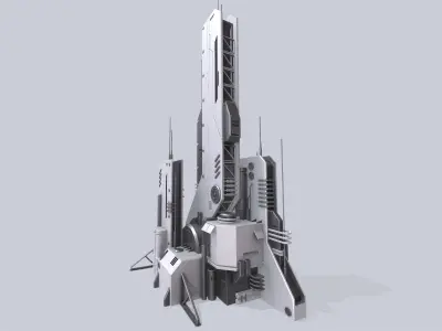Futuristic building Low-poly 3D model purchase