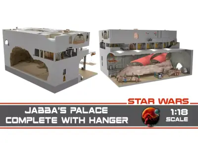 Jabbas Palace Complete set with hangar 1-18 scale Kenner Hasbro 3D Model Pack
