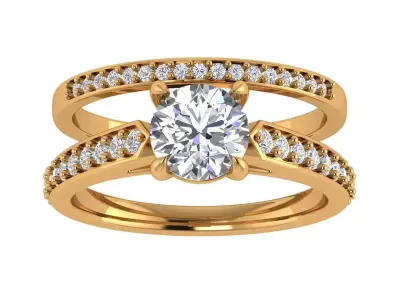 Round Diamond Engagement Ring 3D print model shop