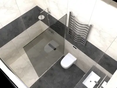 bathrooms bathroom with toilet and shower 3D model