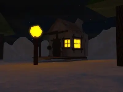 3D MOUNTAIN HOME MODELING AND ENVIRONMENT Low-poly 3D model