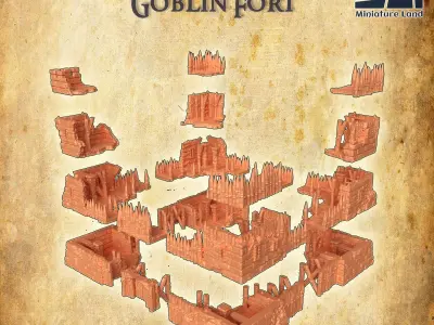 Modular Goblin Fort Tabletop Terrain 28 MM 3D print model