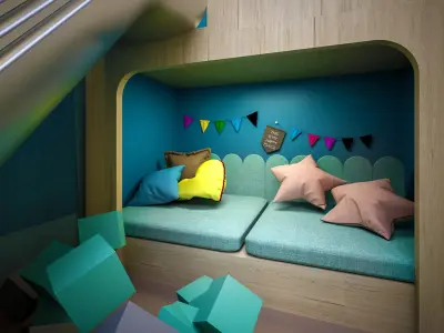 Modern children entertainment area - Kindergarten 3D model