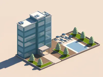 Cartoon Low Poly Tall Buildings Package Low-poly 3D model