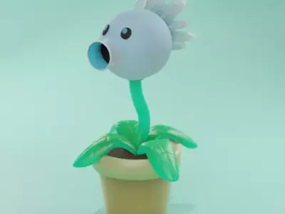 Snow peas from plants vs zombies Low-poly 3D model