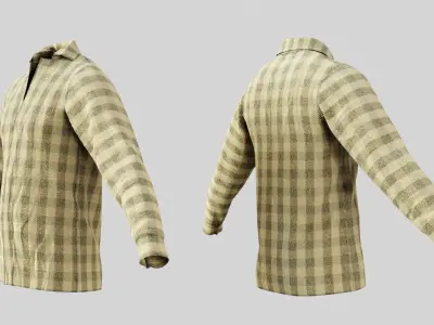 Light Yellow Fannel Checkered Low-poly 3D model