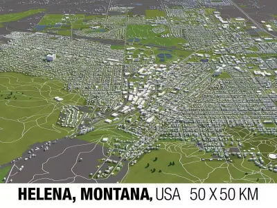 Helena Montana USA 50x50km 3D model