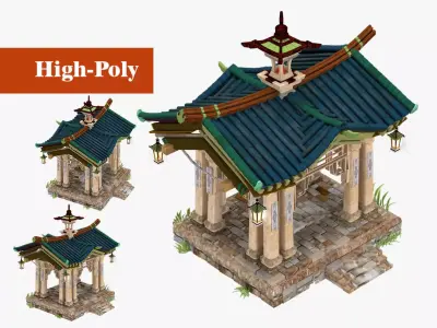 Japanese Pagoda 3D model  high-poly 3D model