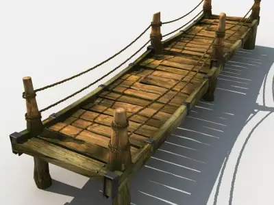 Old Wooden Bridge 04 3D model