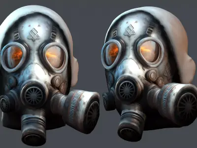 Gas mask helmet 3d model military combat fantasy cyborg Low-poly 3D model