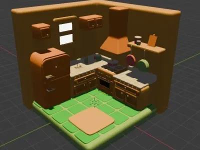 Low Poly Kitchen 3D model