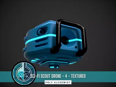 Low Poly Sci-Fi  Scout Drone - 4 -  Textured Low-poly 3D model