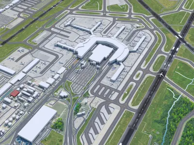 Baltimore Washington Thurgood Marshall Airport 10km Low-poly 3D model