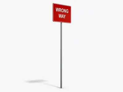 Wrong Way Sign Low-poly 3D model
