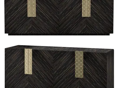 EBONY WOOD 4 DOOR SIDEBOARD Low-poly 3D model