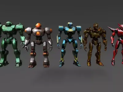 Robots Pack 5 Low-poly 3D model