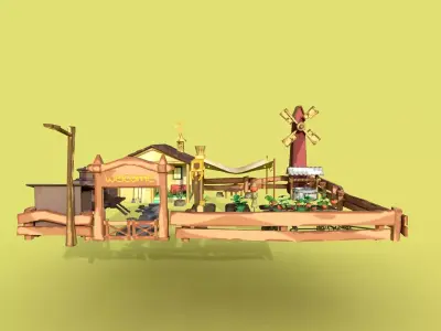 Stylized Farmhouse Low-poly 3D model