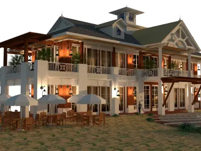 Architecture - Beach Club House - Bahamian Style 3D model