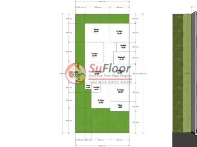 House 8x19m code 543 - Sketchup 3D model 3D model 3D model