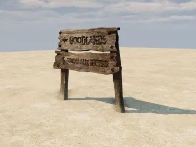 Old Wooden Signboard Low-poly 3D model