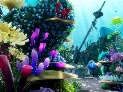  Cartoon Underwater Rigged Animation Maya 