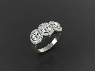 Elegant Women Ring with Leaf Motif and Curved Line Design 3D print model