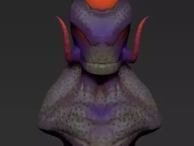 Alien head with horns 3D model