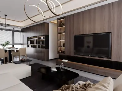 Modern Warm Living - Dining Set 3D model