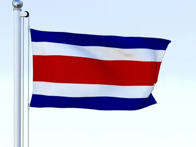 Animated Costa Rica Flag Low-poly 3D model