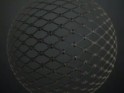 Vintage Barbed Wire Mesh Iron Guard PBR Seamless Texture