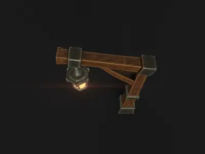 Stylized street lamp Low-poly 3D model