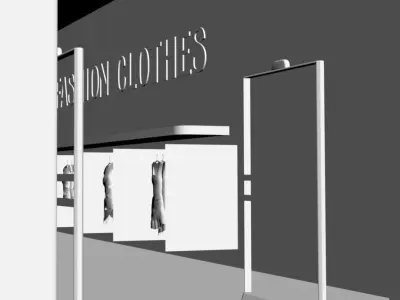 Shop window with low poly interior 3D model