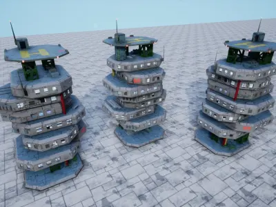Sci-Fi Building Facility-117 UE4 asset Low-poly 3D model