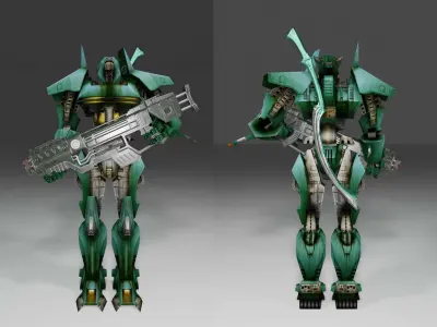 Low poly game-ready Unreal tenement game Rigged Egypt Robot Low-poly 3D model