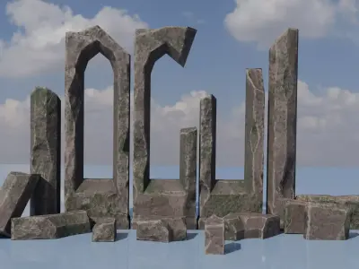 Ancient stone ruins Low-poly 3D model
