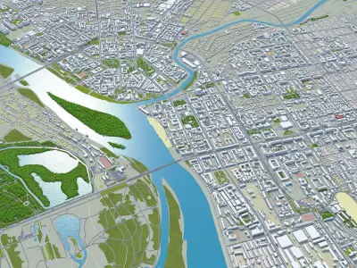 OMSK City Russia Low-poly 3D model