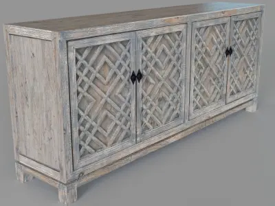 Antigua Four Door Sideboard Distressed Blue 3D model