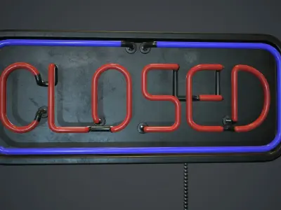 Neon Closed Sign PBR Game Ready Low-poly 3D model