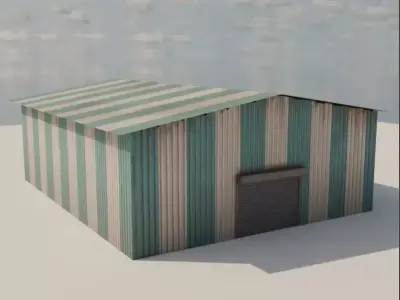 Industrial Corrugated Warehouse - PBR Game Ready Low-poly 3D model