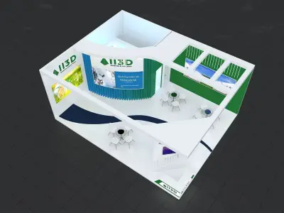 Exhibition Stand Stall Two Side Open 9X7 3D model