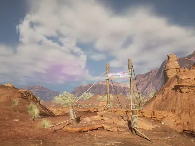 Neon rope bridge Low-poly 3D model