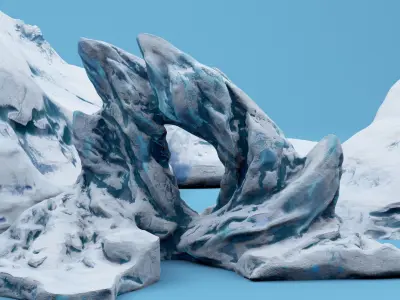 Ice mountain floe cartoon pack 3D model