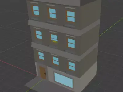 Low Poly Apartment Building  Mobile Game Ready Stylized City Low-poly 3D model