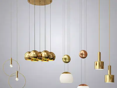 Four Hanging Lights 3D model get
