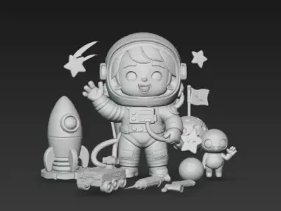 Chibi Space Explorer Kid - Cute Astronaut Boy - 3D Character Low-poly 3D model