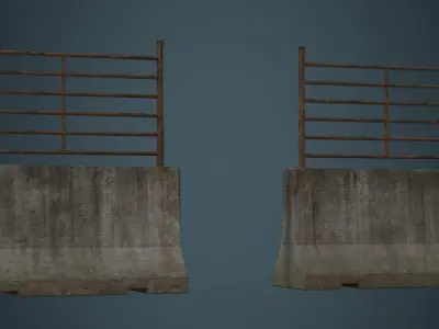 Concrete Barrier 2C Low-poly 3D model