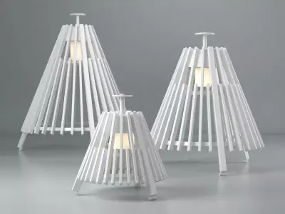 Tipi two wooden lamps with slats 3D model