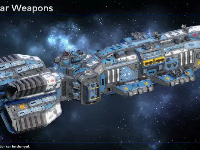 Spaceship Frigate Hammerhead Low-poly 3D model