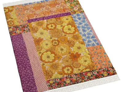 Vera Floral Patchwork Printed Rug 3D model